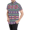 Aztec Pink Geometric Print Pattern Men's Short Sleeve Button Up Shirt