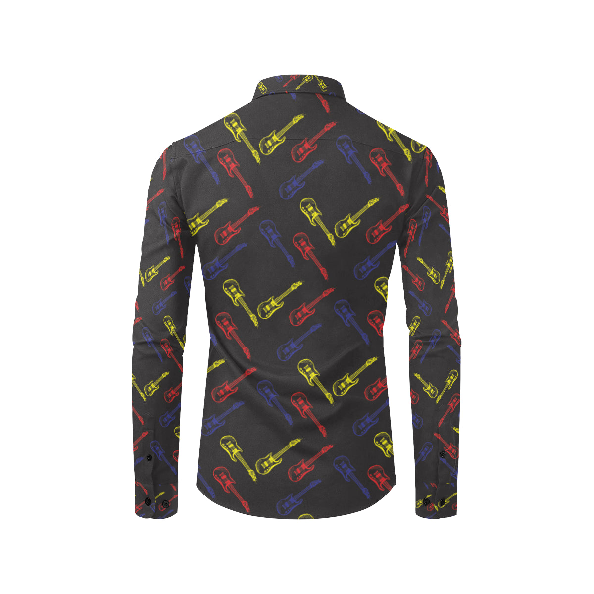 Electric Guitar Pattern Print Design 03 Men's Long Sleeve Shirt