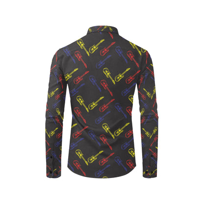 Electric Guitar Pattern Print Design 03 Men's Long Sleeve Shirt