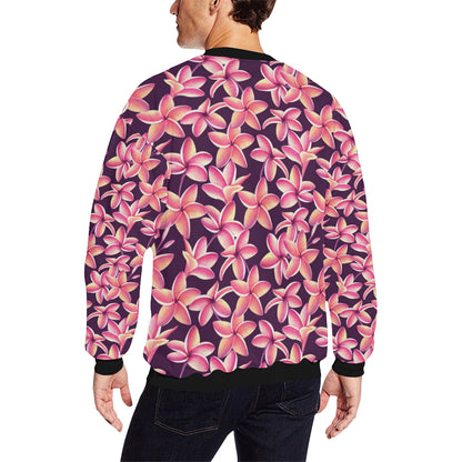 Purple Plumeria Pattern Print Design PM010 Men Long Sleeve Sweatshirt