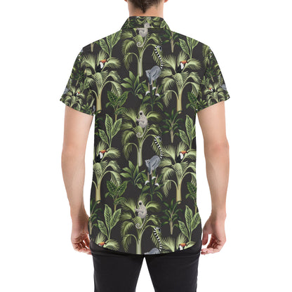Rainforest Pattern Print Design RF05 Men's Short Sleeve Button Up Shirt