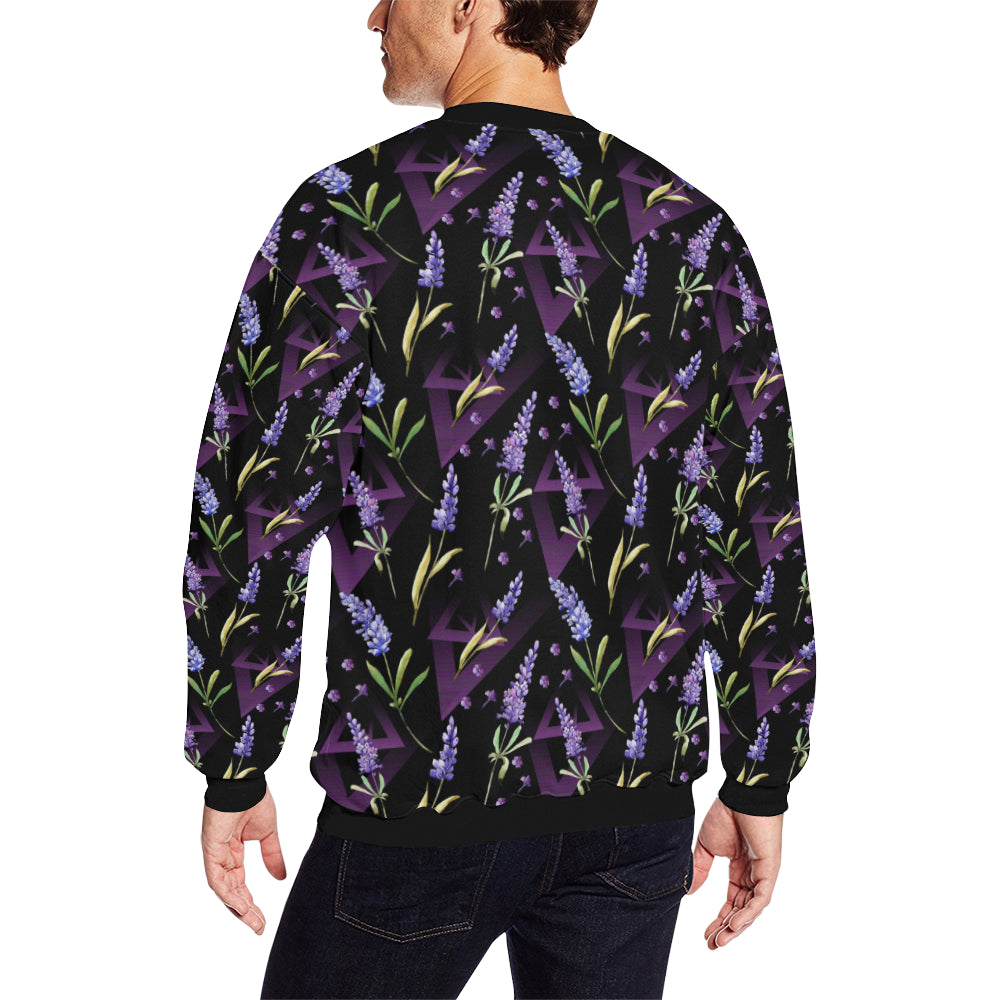 Lavender Pattern Print Design LV07 Men Long Sleeve Sweatshirt
