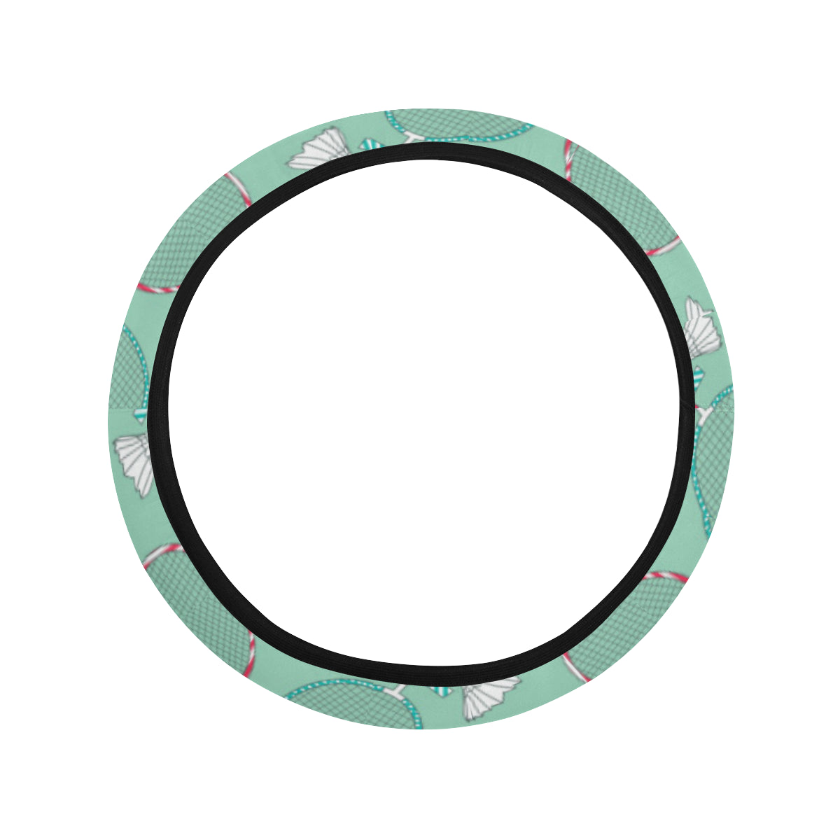 Badminton Pattern Print Design 05 Steering Wheel Cover with Elastic Edge