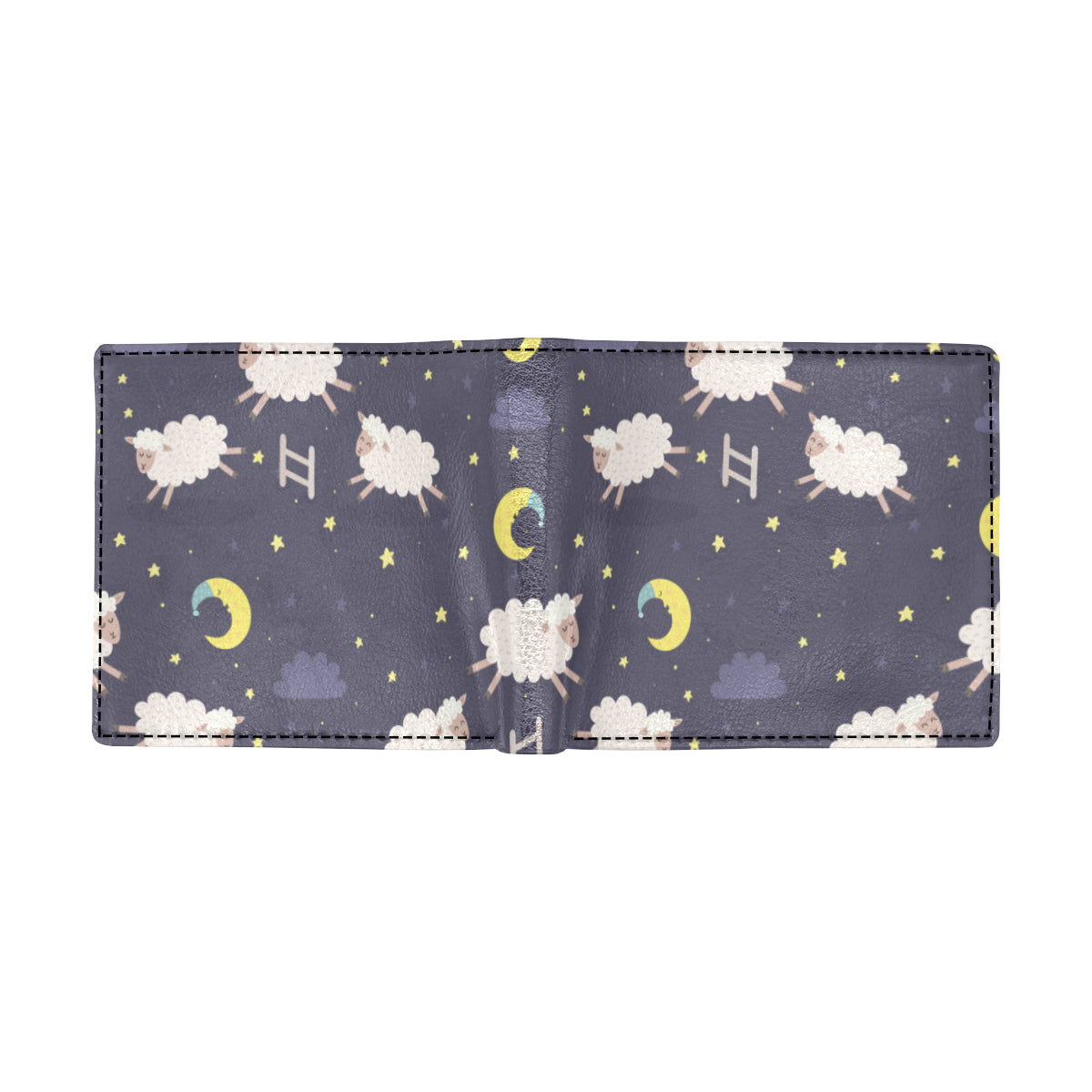 Sheep Night Pattern Print Design 02 Men's ID Card Wallet