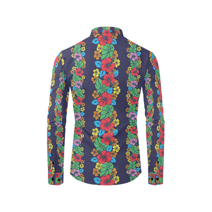 Hawaiian Themed Pattern Print Design H03 Men's Long Sleeve Shirt