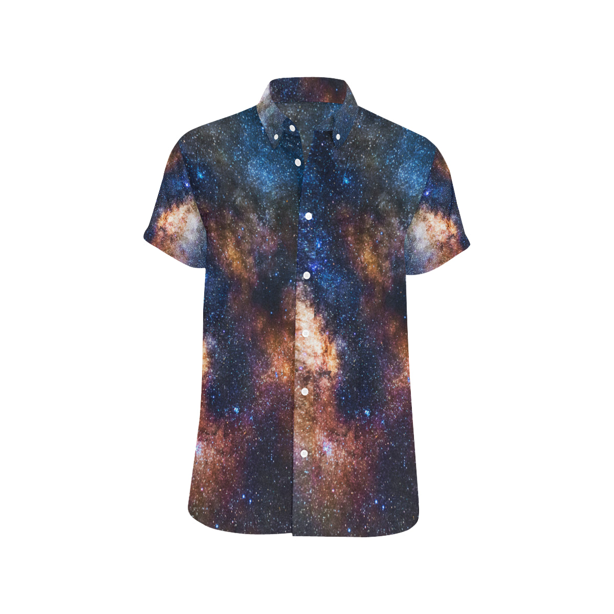 Celestial Milky way Galaxy Men's Short Sleeve Button Up Shirt