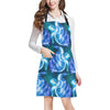 Blue Neon Sea Turtle Print Apron with Pocket