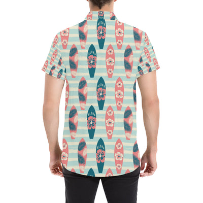 Aloha Hawaii Surfboard Pattern Print Design 02 Men's Short Sleeve Button Up Shirt