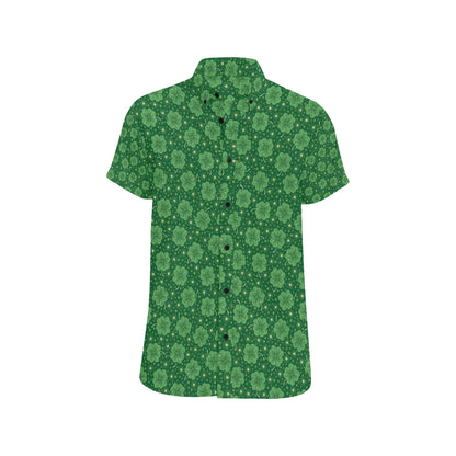 Shamrock Design Print Men's Short Sleeve Button Up Shirt