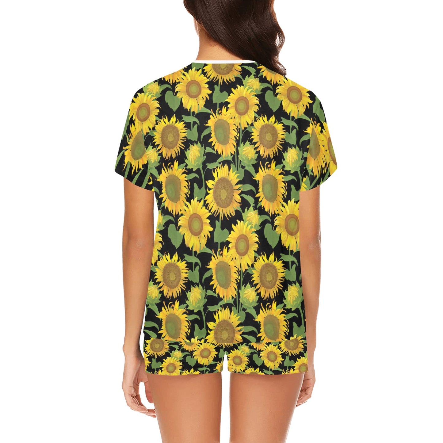 Sunflower Print Design LKS302 Women's Short Pajama Set