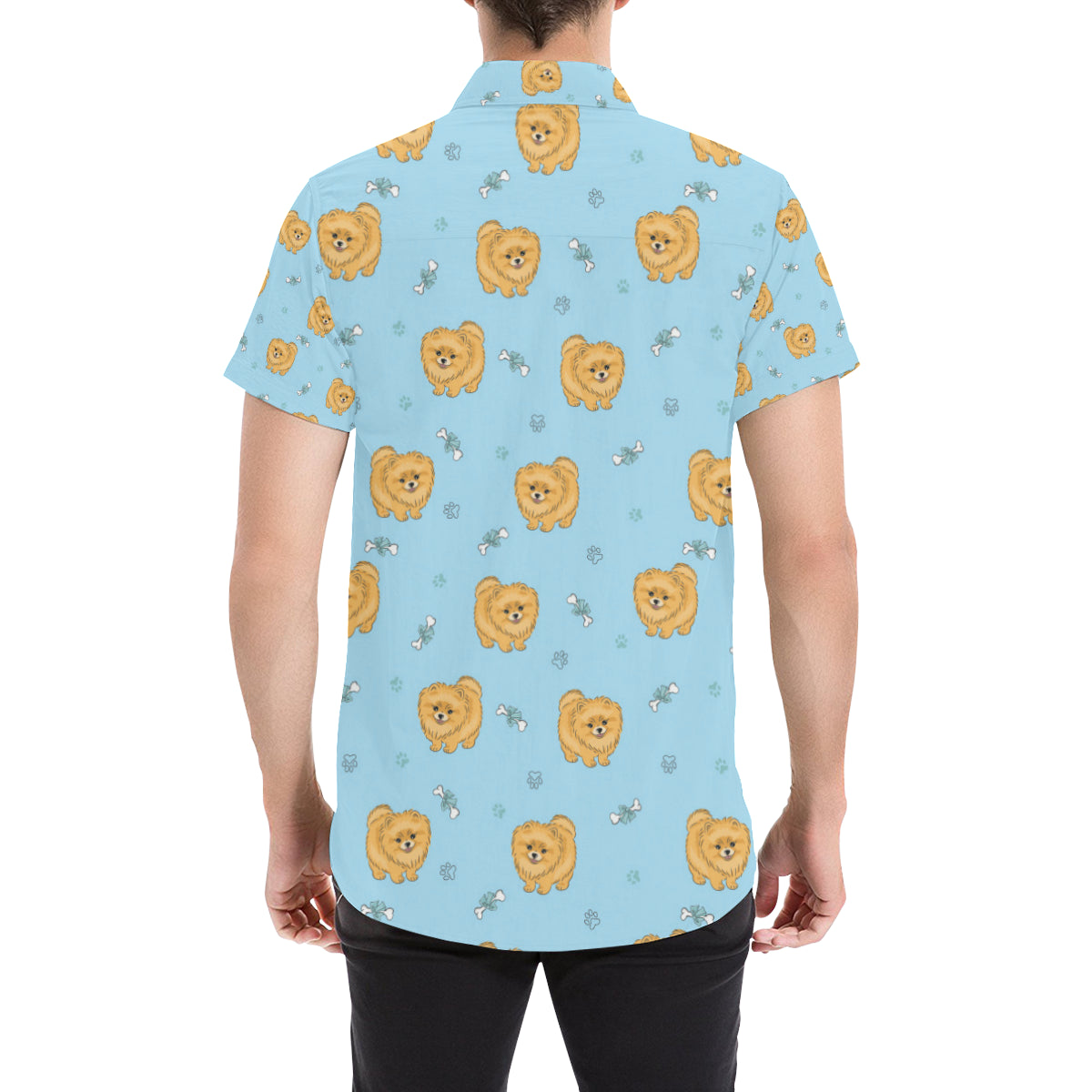 Pomeranians Pattern Print Design A03 Men's Short Sleeve Button Up Shirt