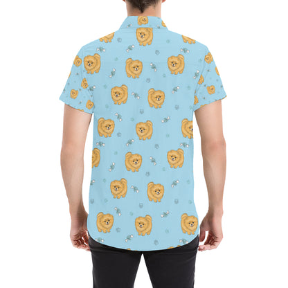 Pomeranians Pattern Print Design A03 Men's Short Sleeve Button Up Shirt