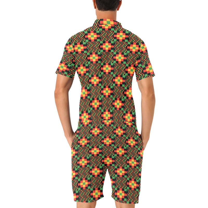 Kente Pattern Print Design 01 Men's Romper