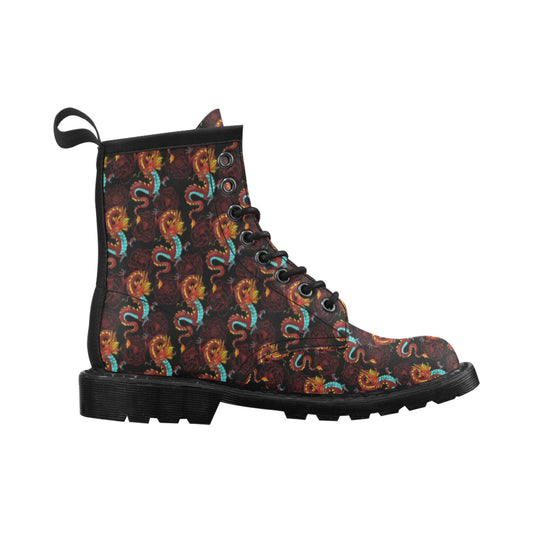 Chinese Dragons and Peonies Design Women's Boots