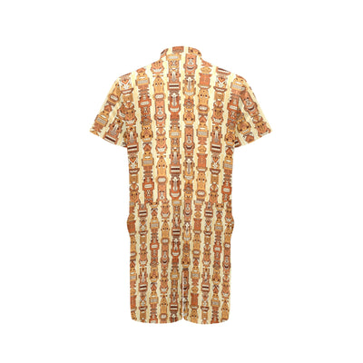 Tiki Orange Vertical Pattern Men's Romper