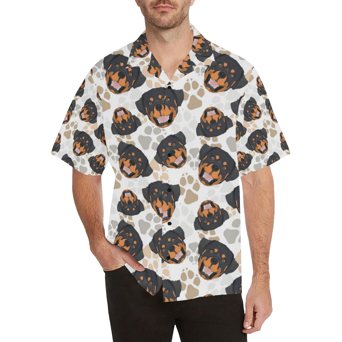 Rottweiler Pattern Print Design A03 Men's Hawaiian Shirt