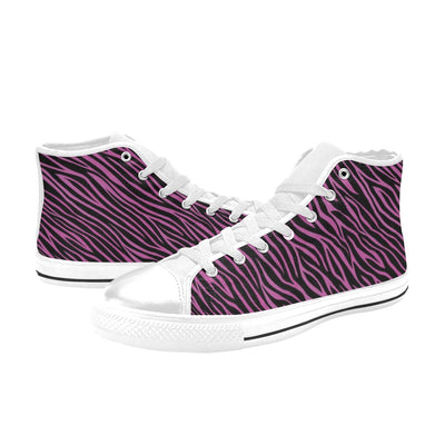 Zebra Pink Print Design LKS304 High Top Women's White Shoes