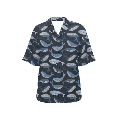 Whale Print Design LKS301 Women's Hawaiian Shirt