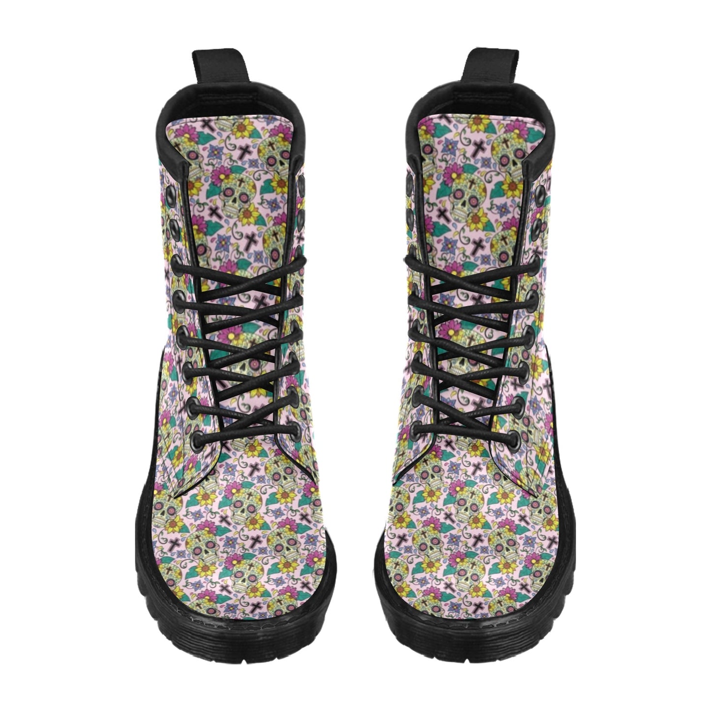 Sugar Skull Print Design LKS307 Women's Boots