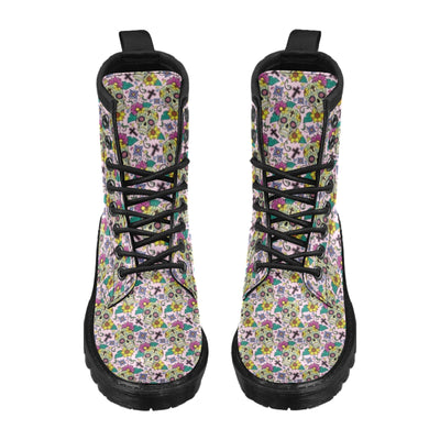 Sugar Skull Print Design LKS307 Women's Boots