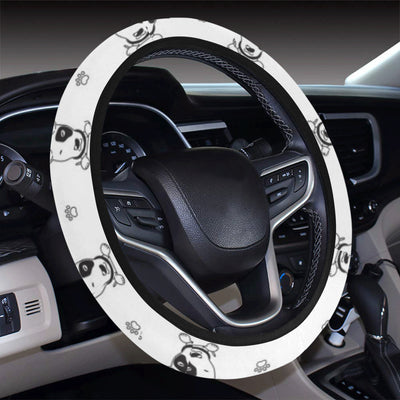 Bull Terriers Pattern Print Design 06 Steering Wheel Cover with Elastic Edge