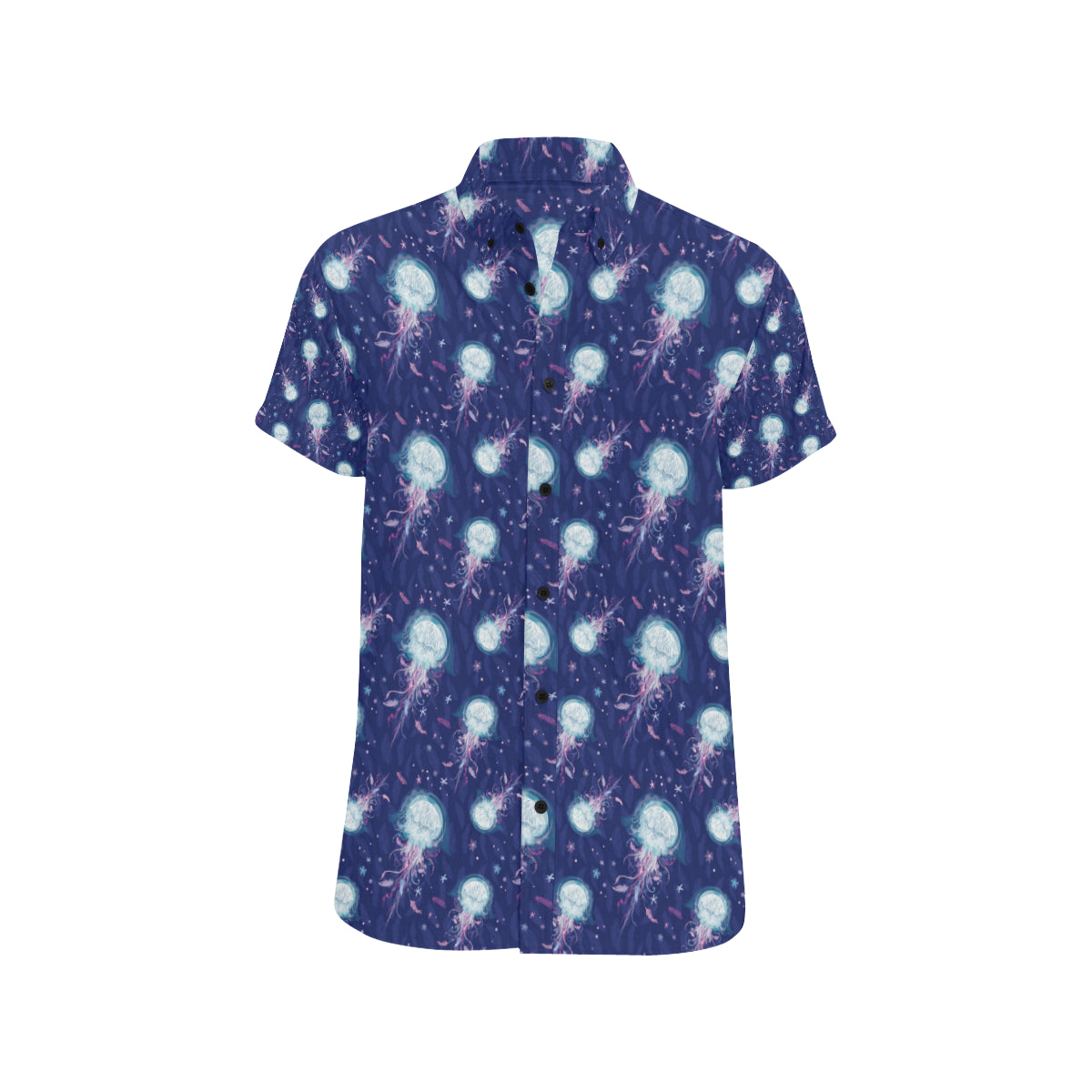 Jellyfish Cute Design Men's Short Sleeve Button Up Shirt