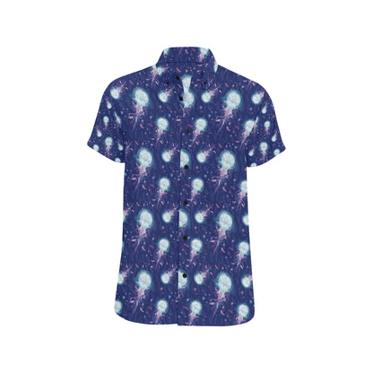 Jellyfish Cute Design Men's Short Sleeve Button Up Shirt