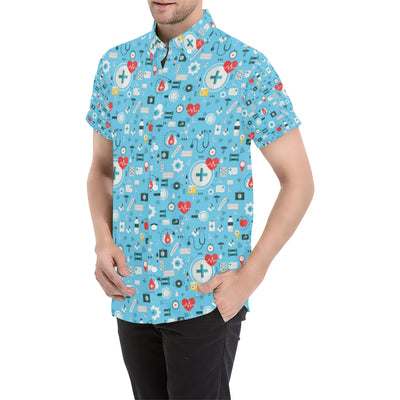 Medical Pattern Print Design 06 Men's Short Sleeve Button Up Shirt