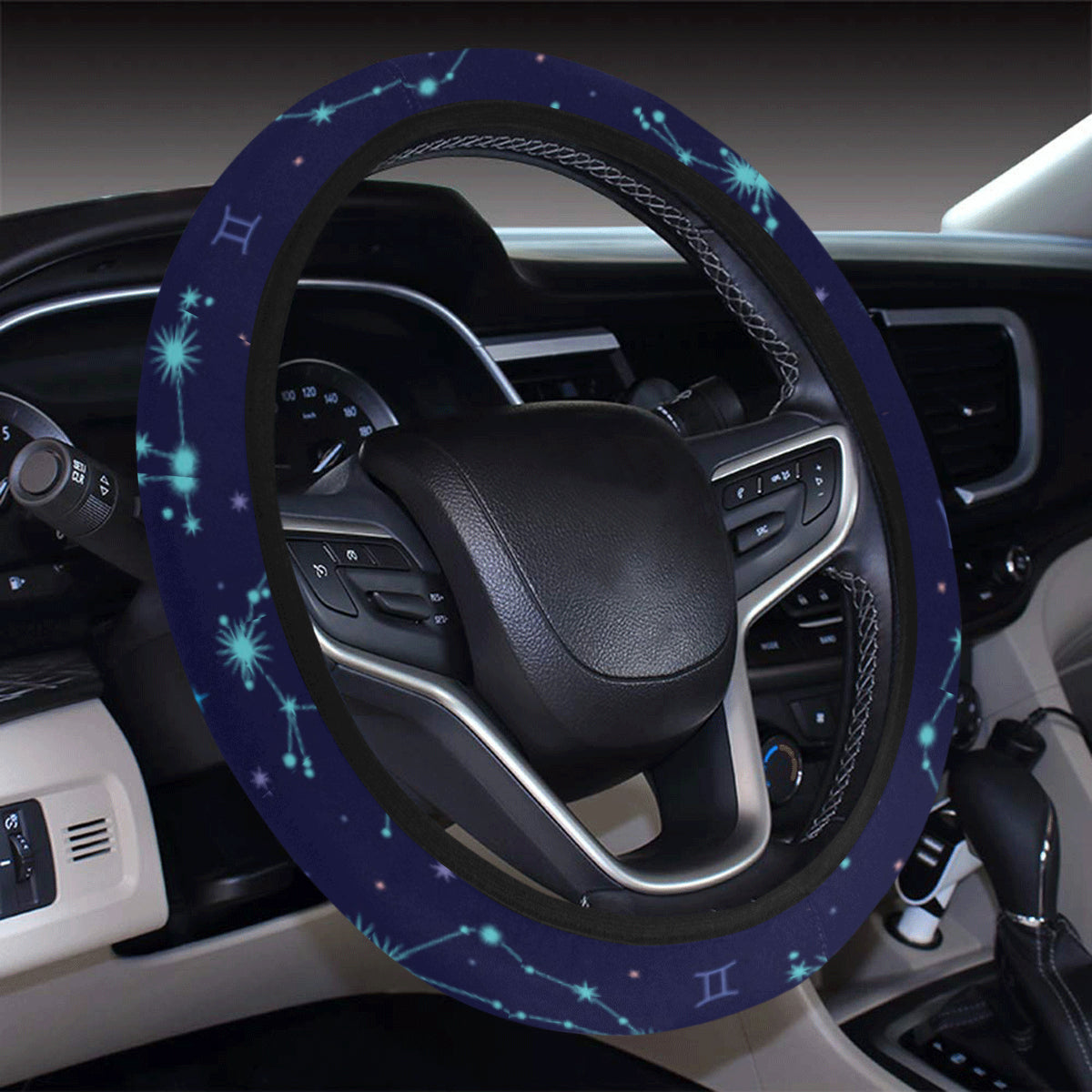 Constellation Pattern Print Design 01 Steering Wheel Cover with Elastic Edge