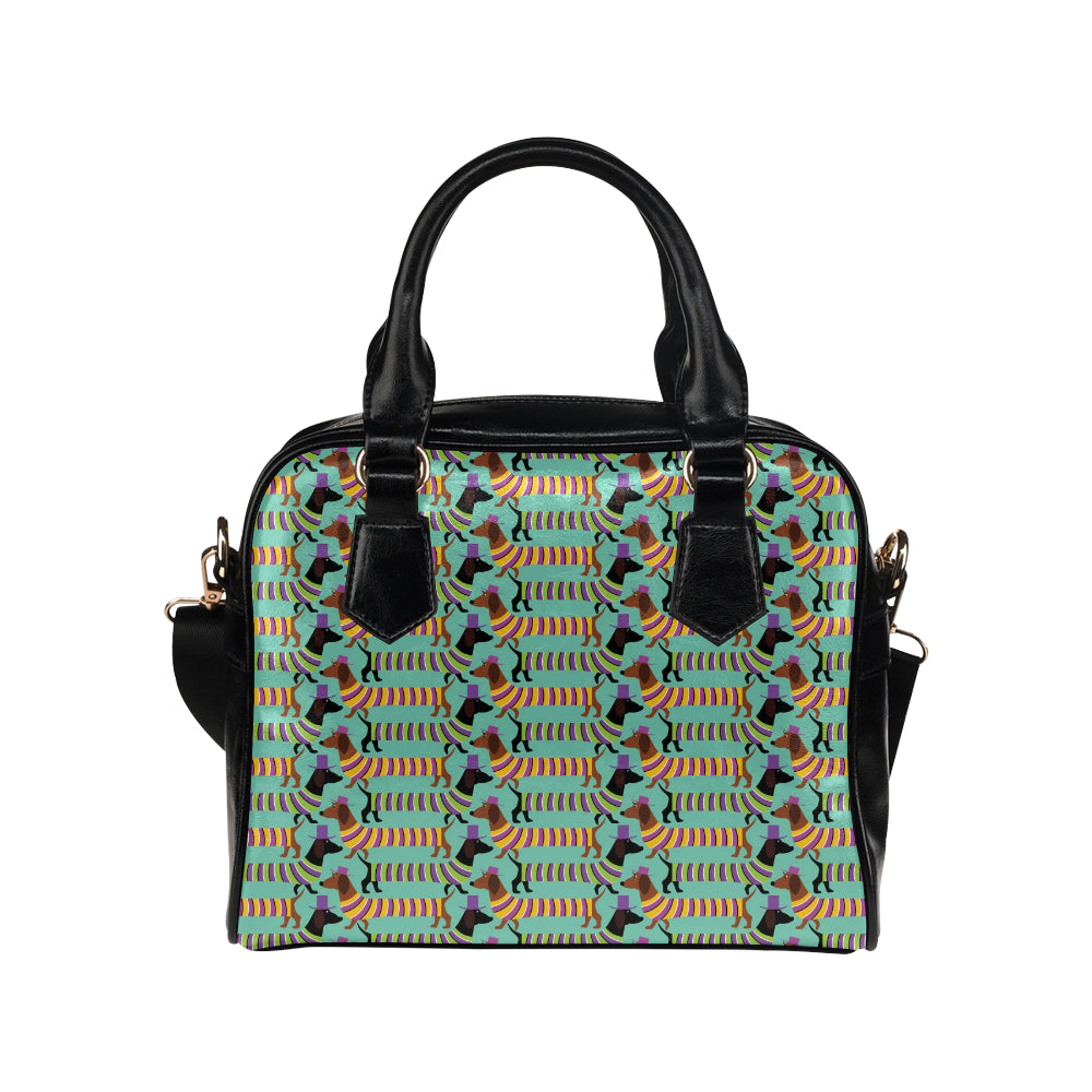 Dachshund Pattern Print Design 05 Shoulder Handbag