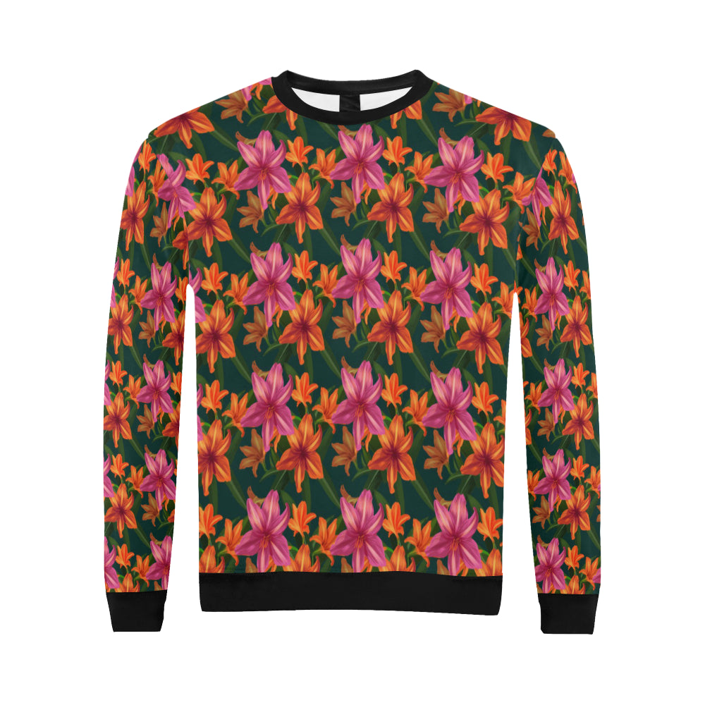 Amaryllis Pattern Print Design AL01 Men Long Sleeve Sweatshirt