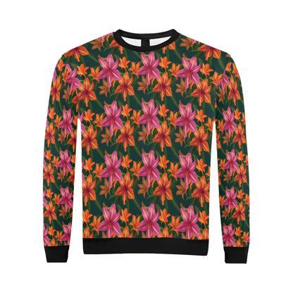 Amaryllis Pattern Print Design AL01 Men Long Sleeve Sweatshirt
