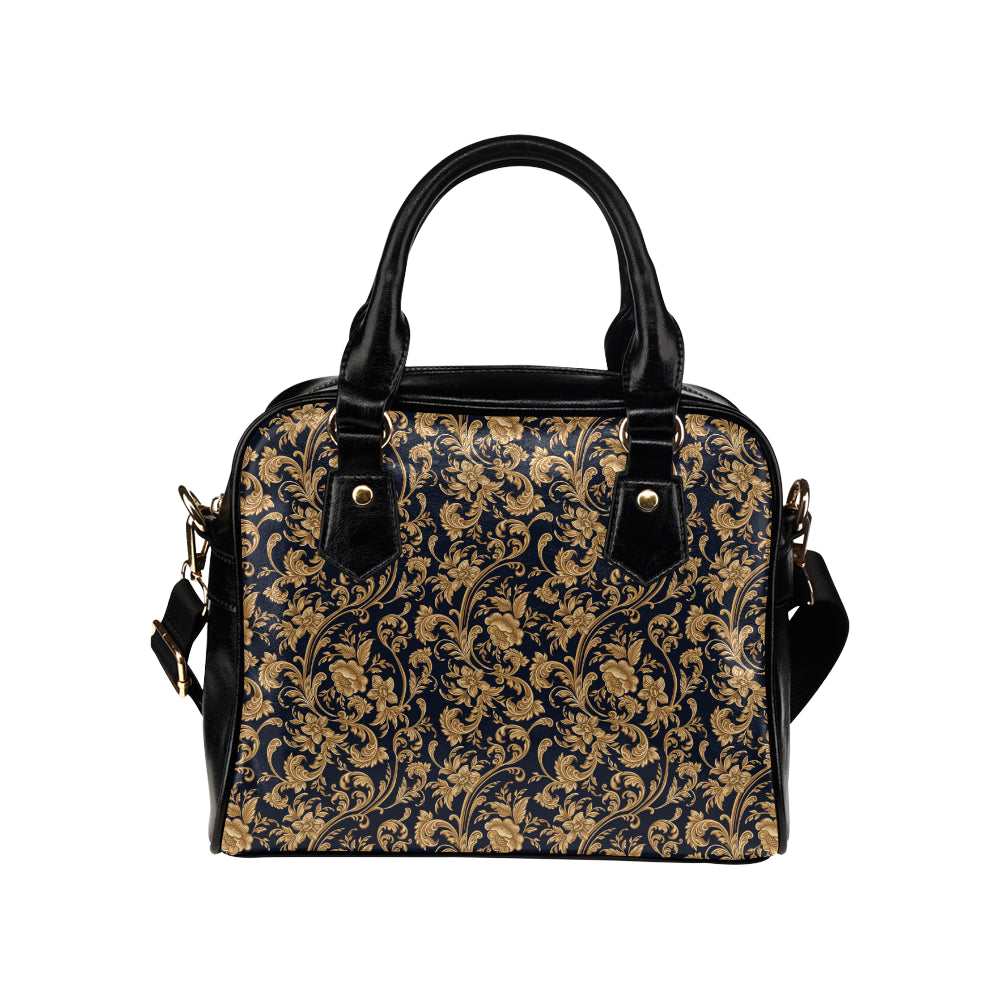 Baroque Golden Pattern Print Design 03 Shoulder Handbag