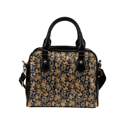 Baroque Golden Pattern Print Design 03 Shoulder Handbag