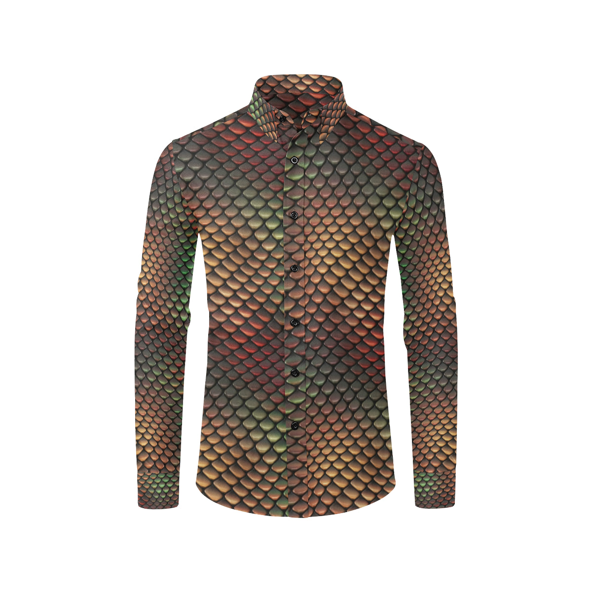 Snake Skin Colorful Print Men's Long Sleeve Shirt