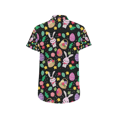 Easter Eggs Pattern Print Design RB05 Men's Short Sleeve Button Up Shirt