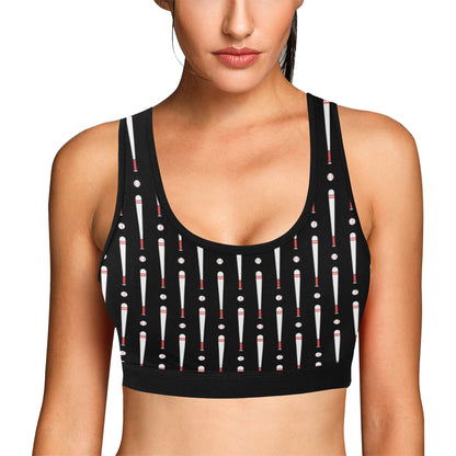 Baseball Pattern Print Design 03 Sports Bra