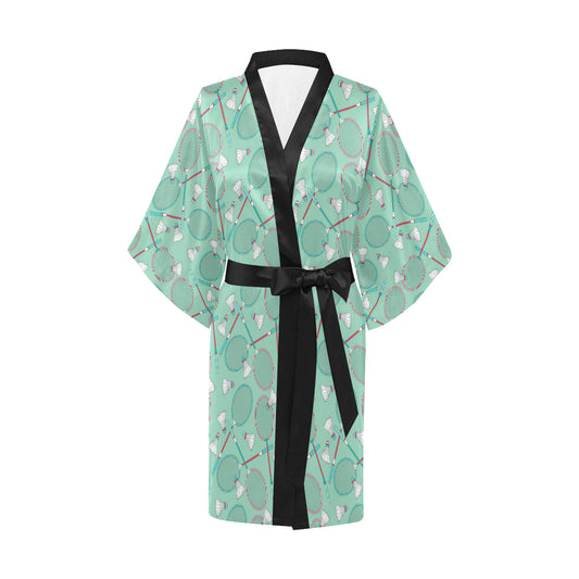 Badminton Pattern Print Design 05 Women's Short Kimono