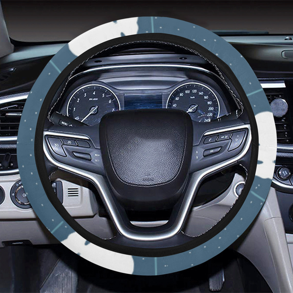 Polar Bear Pattern Print Design A01 Steering Wheel Cover with Elastic Edge