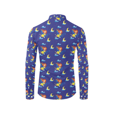 Fairy with Moon Print Pattern Men's Long Sleeve Shirt