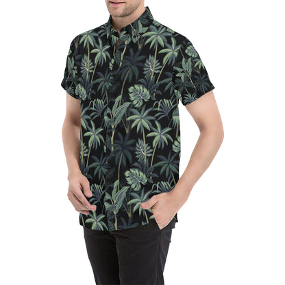 Rainforest Pattern Print Design RF02 Men's Short Sleeve Button Up Shirt