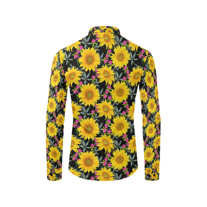 Sunflower Pattern Print Design SF014 Men's Long Sleeve Shirt