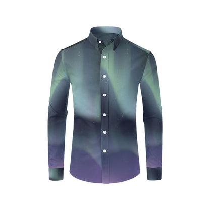 Aurora Borealis Pattern Print Design 01 Men's Long Sleeve Shirt