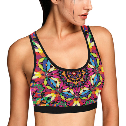 Kaleidoscope Pattern Print Design 02 Sports Bra
