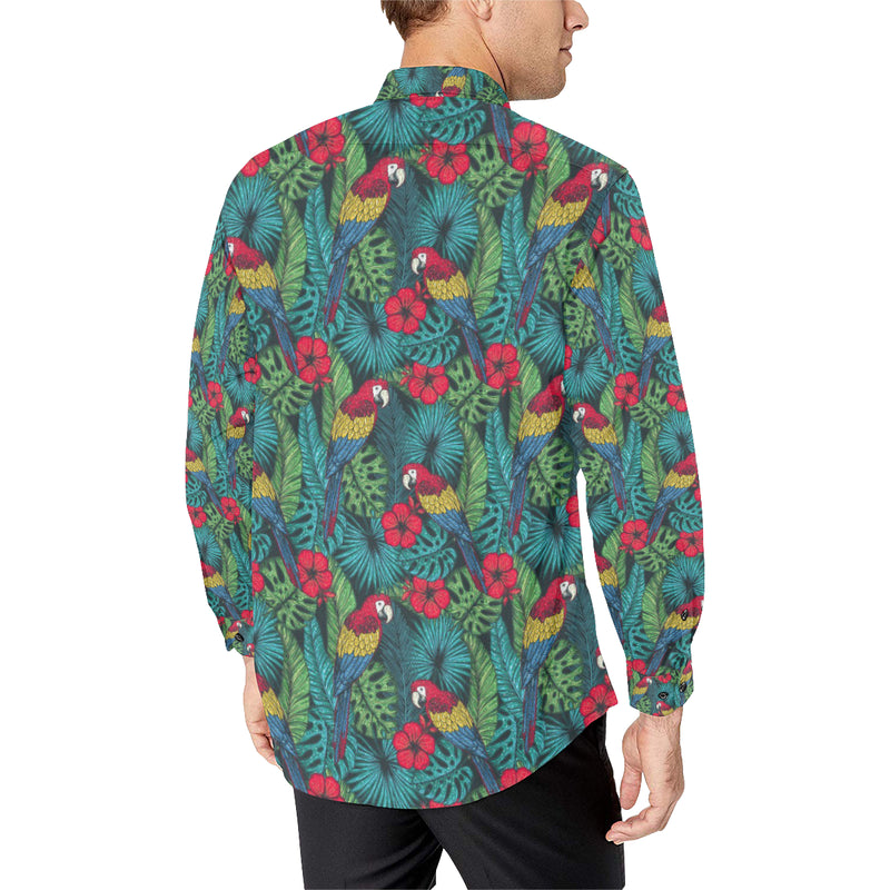 Parrot Pattern Print Design A05 Men's Long Sleeve Shirt