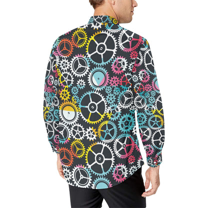 Mechanic Pattern Print Design 02 Men's Long Sleeve Shirt