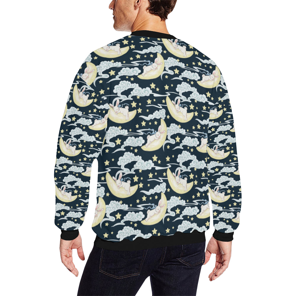 Rabbit Sleeping Pattern Print Design RB08 Men Long Sleeve Sweatshirt