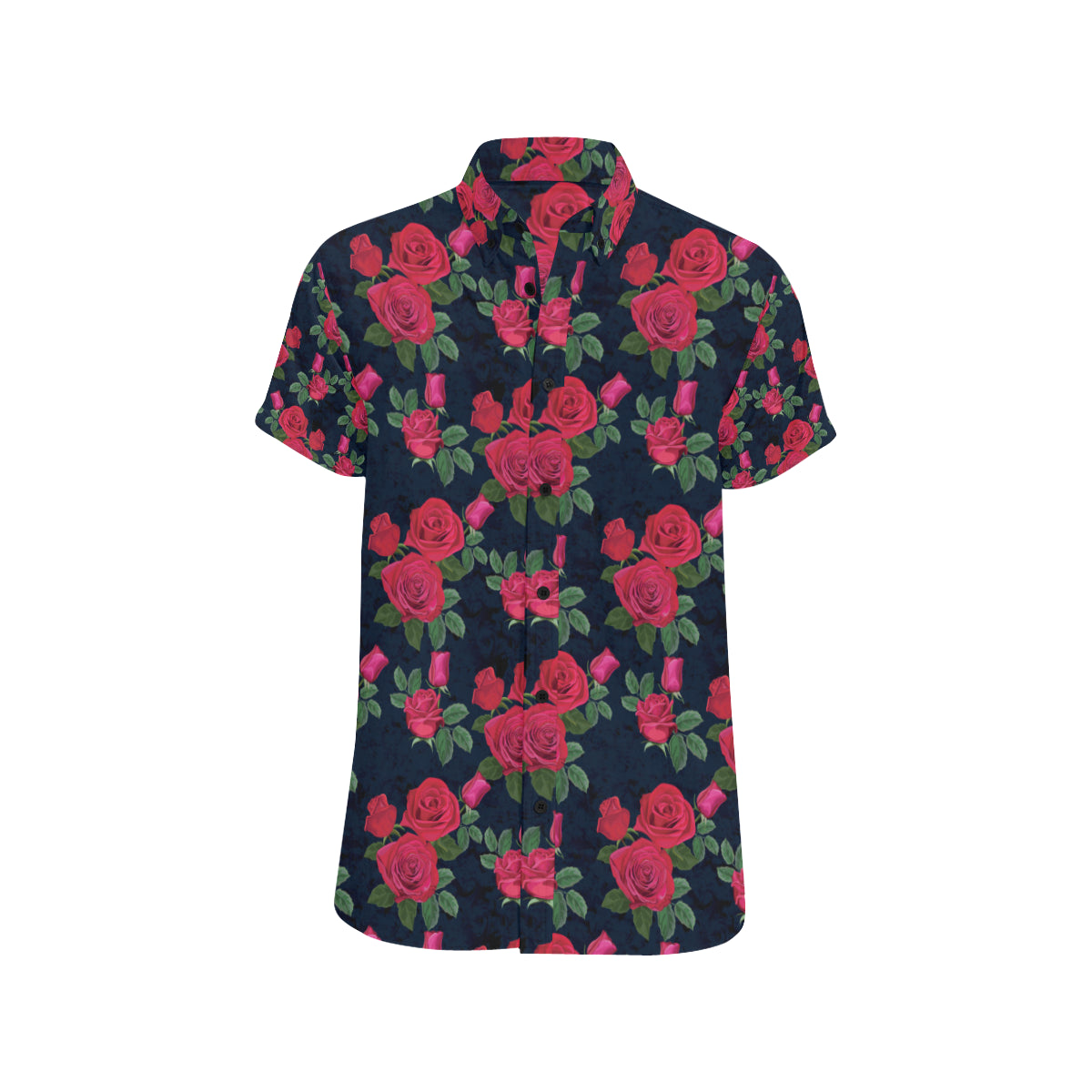 Rose Pattern Print Design A04 Men's Short Sleeve Button Up Shirt