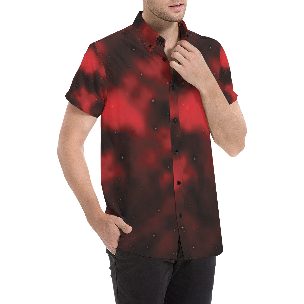 Nebula Pattern Print Design A03 Men's Short Sleeve Button Up Shirt