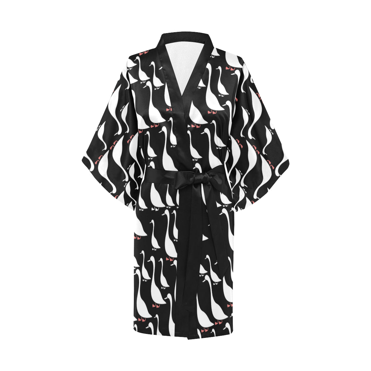 Goose Pattern Print Design 01 Women's Short Kimono
